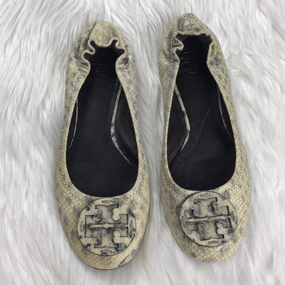 Tory Burch Shoes - Tory Burch Snakeskin Print Reva Flats Size 7